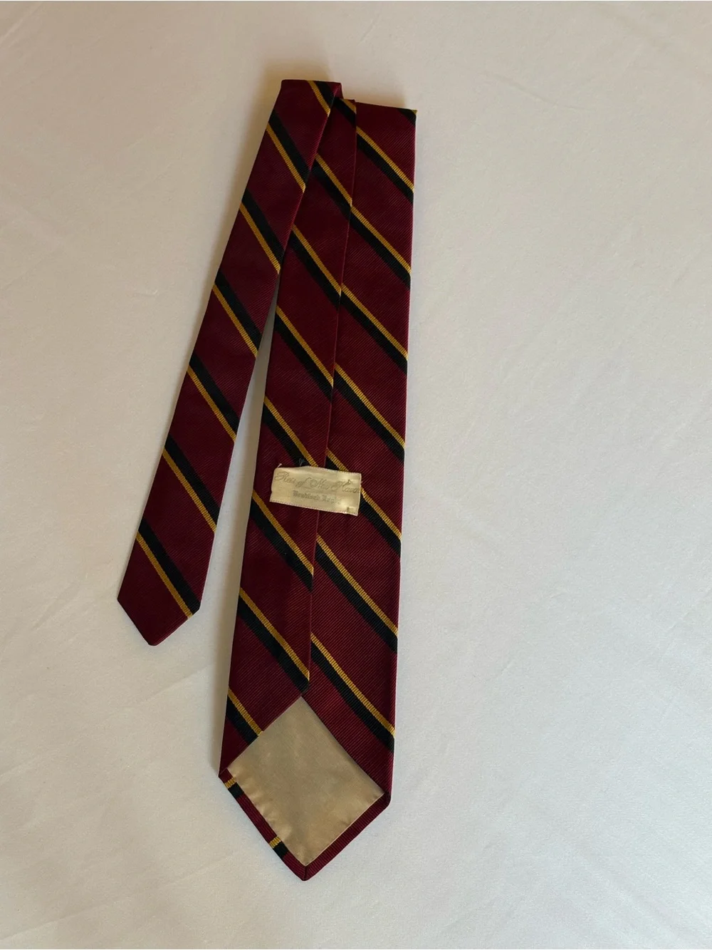 SOLD!! Vintage Reis of New Haven Mills-Touché Striped Red Silk Repp Tie